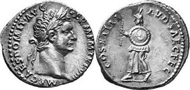 Domitianus, 81-96. Denarius, 88. COS XIIII LVD SAEC FEC harbinger with round shield and rod walking l. RIC 117. From auction Gorny & Mosch 134 (2004), 2710.