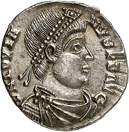 Lot 485. Jovian. Siliqua, Arles, 363-365. RIC 331. Rare. Beautiful toning. Extremely fine. Estimate: 750 euros.