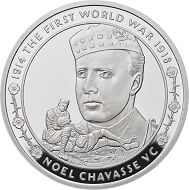 Great Britain / £5 “Noel Chavasse” / .925 silver / 38.61mm / 28.28g / Reverse Design: David Cornell / Mintage: 1917 (set).