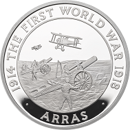 Great Britain / £5 “The Battle of Arras” / .925 silver / 38.61mm / 28.28g / Reverse Design: David Cornell / Mintage: 1917 (set).