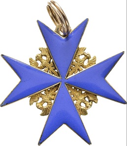 Lot 7010: Order Pour le mérite, awarded on September 4, 1794, to Major Johann Sigismund von Dallwitz (1753-1836). Cross of the Order. RRRR. II+. Estimate: 20,000,- euros.