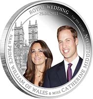 Australia - 1 AUD - 1oz 999 silver - Queen Elizabeth II, Prince William and Miss Catherine Middleton (reverse) - Mintage: 12,500.