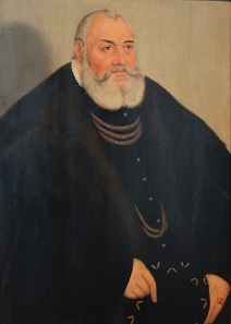 Georg ‘the Pious’, Margrave of Brandenburg-Ansbach. Painting by Lucas Cranach the Younger. Today in the Grunewald Hunting Lodge.