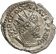 Postumus, 260-269. Antoninianus, Cologne, January 268. IMP C POSTVMVS PF AVG bust only(!) with armor and radiate crown r., drapery on l. shoulder. Rv. IOVI – S-TATORI Jupiter with long sceptre and thunderbolt in the left arm, standing slightly l., head turned r. C. -. AGK -. Elmer -. Cunetio -. BSFN 72/02 (2017), p. 56ff, fig. 1. 3,44 g. 12 h. Unique, of the best style possible, in an extremely fine grade. Estimate: 2,500 euros. From Jacquier sale 43 (September 15, 2017), No. 290.