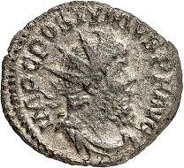 Postumus, 260-269. Antoninianus , Cologne, 1st half of 268. Rv. P M TR P VIIII COS IIII P P bow, club and round(!) quiver. AGK -. Elmer -. Cunetio 2448. Very rare. Very fine. Estimate: 250 euros. From Jacquier sale 43 (September 15, 2017), No. 293.