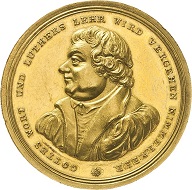 Hamburg, Bankportugalöser 1817 of 10 ducats by G.V. Bauert on the 300th anniversary of the Reformation. Estimate: 2,000 euros. From Künker sale 297 (September 27, 2017), No. 3437.