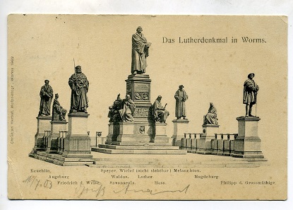 Luther Memorial in Worms, the largest Reformation memorial. Postcard from 1903.