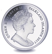 Falklands / 1 Crown / Titanium / 10g / 36.1mm / Mintage: 2,000.
