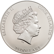 Cook Islands / 25 Dollars / Silver .999 / 5 oz / 65 mm / Mintage: 777.