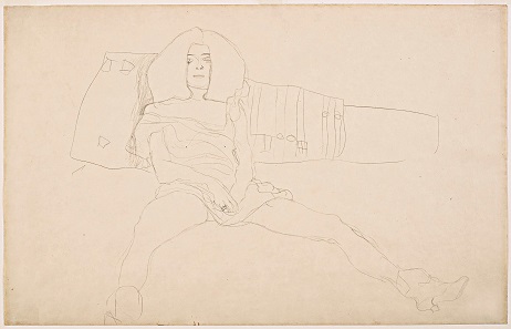 Gustav Klimt, Sitzender weiblicher Halbakt, 1904. Leopold Museum, Vienna. Reproduced in: Die Hetärengespräche des Lukian.