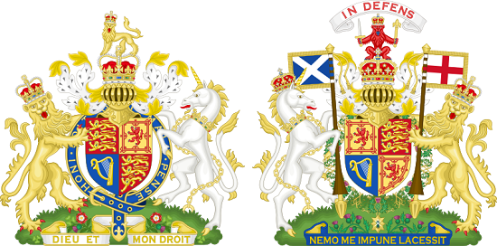 The lion and the unicorn as they appear on both versions of the Royal coat of arms of the United Kingdom. Source: Sodacan / Wikimedia Commons / CC BY-SA 3.0.