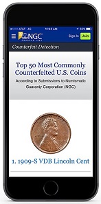 NGC’s online Counterfeit Detection resource. Photo: Numismatic Guaranty Corporation®.