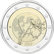 2-Euro coin as a tribute to Finland’s beautiful nature – a Finnish crow sitting on a bald tree. Design by Kari Auvinen.