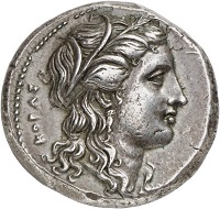 295 / Lot 214: Syracuse (Sicily). Agathokles, 317-289 BC. Tetradrachm, 304-289. From Sternberg sale 13 (1983), No. 97. Extremely fine. Estimate: 7,500,- euros. Hammer price: 11,000,- euros.