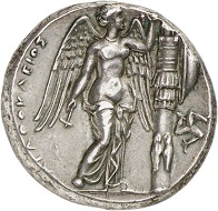 295 / Lot 214: Syracuse (Sicily). Agathokles, 317-289 BC. Tetradrachm, 304-289. From Sternberg sale 13 (1983), No. 97. Extremely fine. Estimate: 7,500,- euros. Hammer price: 11,000,- euros.