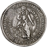296 / Lot 1938: Schlick. Stephan Burian, Heinrich, Hieronymus, and Lorenz, 1505-1532. Double taler 1520, Joachimstal, with the title of Ludwig II, King of Hungary and Bohemia. From the collection of a history enthusiast. From the Köhlmoos Collection, MMAG 91 (2001), No. 889. Extremely rare. Very fine. Estimate: 20,000,- euros. Hammer price: 38,000,- euros.