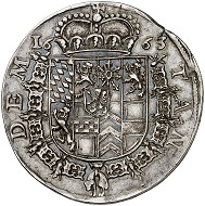 296 / Lot 2355: Jülich-Berg. Philipp Wilhelm, 1653-1679. Reichstaler 1663, Düsseldorf. From the collection of a history enthusiast. From the Schulthess-Rechberg Collection (1869), No. 4327. Extremely rare. Almost extremely fine. Estimate: 10,000,- euros. Hammer price: 30,000,- euros.