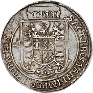 296 / Lot 2751: Wallenstein. Albrecht, 1623-1634. Reichstaler 1629, Jicin. From the Stricker Collection. Very rare. Very fine to extremely fine. Estimate: 7,500,- euros. Hammer price: 26,000,- euros.