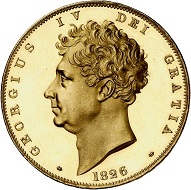 298 / Lot 4349: Great Britain. George IV, 1820-1830. 5 pounds 1826, London. Only 150 specimens struck. From the Phoibos Collection. Graded PCGS PR64 Deep Cameo. Proof, minimally touched. Estimate: 25,000,- euros. Hammer price: 200,000,- euros.