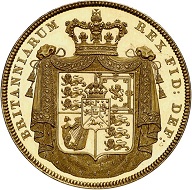 298 / Lot 4349: Great Britain. George IV, 1820-1830. 5 pounds 1826, London. Only 150 specimens struck. From the Phoibos Collection. Graded PCGS PR64 Deep Cameo. Proof, minimally touched. Estimate: 25,000,- euros. Hammer price: 200,000,- euros.