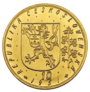 298 / Lot 4519: Czechoslovakia. 10 ducats 1951, Kremnitz. From the Phoibos Collection. Only 56 specimens struck. FDC. Estimate: 30,000,- euros. Hammer price: 90,000,- euros.