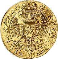 298 / Lot 4630: Holy Roman Empire. Ferdinand III, 1625-1637-1657. 10 ducats 1640, Prague. From the Phoibos Collection. Very rare. Very fine+. Estimate: 10,000,- euros. Hammer price: 60,000,- euros.