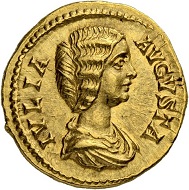Lot 158: Roman Empire. Julia Domna. Wife of Septimius Severus, 193-211. Aureus 196/211, Rome. Hammer price: SFr 30'000.