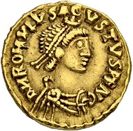 Lot 187: Romulus Augustus. Tremissis 475/476, Milan. Hammer price: SFr 60‘000.