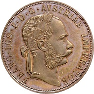 Lot 2820: Commemorative double gulden 1887, bronze strike, minted in Vienna. Hammer price: SFr 26‘000.