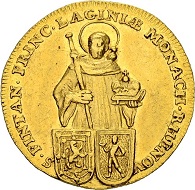 Lot 4457: Monastery Rheinau, Gerold von Zurlauben. Double ducat 1723. Hammer price: SFr 22‘000.