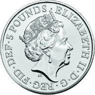 Great Britain / 5 Pounds / Cupro-nickel / 28.28g / 38.61mm / Design: Jody Clark (obverse) and Edwina Ellis (reverse) / Mintage: Unlimited.