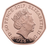 Great Britain / 50 Pence / 22 Carat Gold / 15.50g / 27.30mm / Design: Jody Clark (obverse) and Emma Noble (reverse) / Mintage: 450.