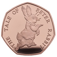 Great Britain / 50 Pence / 22 Carat Gold / 15.50g / 27.30mm / Design: Jody Clark (obverse) and Emma Noble (reverse) / Mintage: 450.