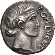 Galba, 68-70. Denarius, Spain. BON EVENT Head of Bonus Eventus r. Rv. ROM – RENASC Roma standing r., holding Victoriola in extended r., who crowns her. RIC 9. Extremely fine. Estimate: 1,500 CHF. From the Galba Collection, Hess-Divo sale 333 (November 30, 2017), No. 88.