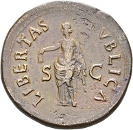 Galba, 68-69. Sestertius, Rome, August-September 68. Rv. LIBERTAS – PVBLICA / S-C Libertas standing l., with pileus and scepter. RIC 309. Light brown toning. Very fine+ / Very fine. Estimate: 1,250 CHF. From the Galba Collection, Hess-Divo sale 333 (November 30, 2017), No. 117.