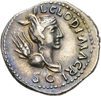 Clodius Macer. Denarius, North Africa, 68. L CLODI MACRI / SC Bust of Victoria r. Rv. LIB AVG Legionary eagle between two standards, below LEG – III RIC 15. One of the great rarities of Roman coinage: Less than 10 specimens of this type are known to exist. Extremely fine. Estimate: 25,000 CHF. From the Galba Collection, Hess-Divo sale 333 (November 30, 2017), No. 87.