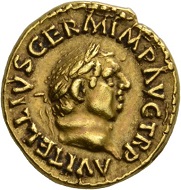 Vitellius, 69. Aureus, July 68-January 69. Rv. LIBERTAS – RESTITVTA Libertas standing r., holding scepter and pileus. RIC 104. Almost extremely fine. Estimate: 10,000 CHF. From the Galba Collection, Hess-Divo sale 333 (November 30, 2017), No. 163.
