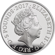 United Kingdom / 5 Pounds / Silver .925 / 28.28g / 38.61mm / Design: Jody Clark (obverse) and Stephan Taylor (reverse) / Mintage: 5000.