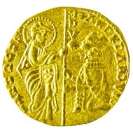 Gold ducat of Andrea Dandolo, Venice, 1343-1354. Photo credit: Princeton University Library Numismatic Collection.