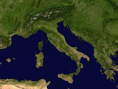 Italian peninsula with Sicily. Source: NASA / Wikipedia.