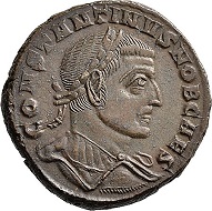 Lot 6142: Roman Imperial times. Maximianus I Herculius for Constantinus I. Follis, 306/307, Aquileia, 3rd off. Almost extremely fine. Estimate: 100 euros. Hammer price: 900 euros.