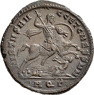 Lot 6142: Roman Imperial times. Maximianus I Herculius for Constantinus I. Follis, 306/307, Aquileia, 3rd off. Almost extremely fine. Estimate: 100 euros. Hammer price: 900 euros.