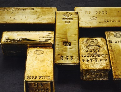 Gold bars from the Degussa gold collection.