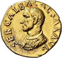 135 - Galba Collection. Galba, 68-69. Aureus, July 68 - January 69. RIC 147. Extremely fine. Estimate: CHF 10,000. Hammer price: CHF 40,000.