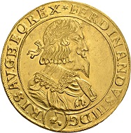 584 - Holy Roman Empire. Ferdinand III, 1625-1637-1657. 10 ducats 1645, Vienna. Very rare. Extremely fine. Estimate: CHF 50,000. Hammer price: CHF 100,000.
