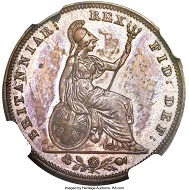 This and other 10 coins from an 11-piece 1826 George IV Proof Set set a $282,000 world record.