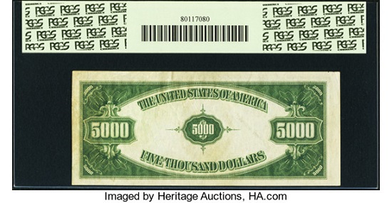 Lot 22272: Fr. 2221-K $5,000 1934 Federal Reserve Note. PCGS About New 53PPQ.