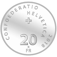 Switzerland / 20 CHF / Silver .835 / 20g / 33mm / Design: Vito Noto / Mintage: 30,000 (uncirculated), 5,000 (Proof).