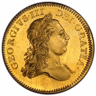A 1770 gold 5 Guineas coin of George III, Hanover King (1760-1820), that is one of the rarest coins of this denomination in the English series. Photo credit: Phil Arnold/Professional Coin Grading Service.