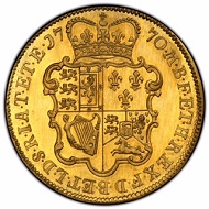 A 1770 gold 5 Guineas coin of George III, Hanover King (1760-1820), that is one of the rarest coins of this denomination in the English series. Photo credit: Phil Arnold/Professional Coin Grading Service.